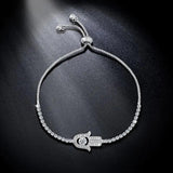 Adjustable Micro Pave Bracelet Hand of Fatima CZ Fine Jewelry