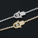 Adjustable Micro Pave Bracelet Hand of Fatima CZ Fine Jewelry