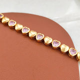 Pink Heart CZ Stone Bracelet Women Heart Chain Jewelry