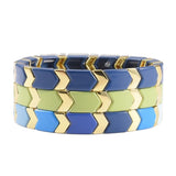 Golden Arrow Bracelet Rainbow Enamel Tile Bead Stretch Bracelet