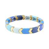 Golden Arrow Bracelet Rainbow Enamel Tile Bead Stretch Bracelet