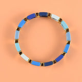 Golden Arrow Bracelet Rainbow Enamel Tile Bead Stretch Bracelet