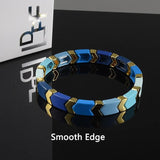 Golden Arrow Bracelet Rainbow Enamel Tile Bead Stretch Bracelet