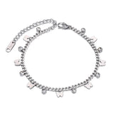 Titanium Stainless Steel Butterfly Charm Bracelet CZ Crystal Jewelry