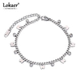 Titanium Stainless Steel Butterfly Charm Bracelet CZ Crystal Jewelry