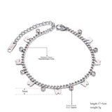 Titanium Stainless Steel Butterfly Charm Bracelet CZ Crystal Jewelry