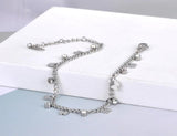 Titanium Stainless Steel Butterfly Charm Bracelet CZ Crystal Jewelry