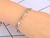 Titanium Stainless Steel Butterfly Charm Bracelet CZ Crystal Jewelry