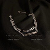 Letter Square Double Layer Bracelets Couple Retro Gift Jewelry