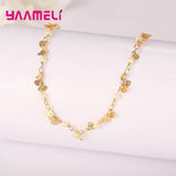 925 Silver Pearl Leaf Chain Bracelet Charms Bangles