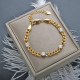CZ Bracelet Stainless Steel Cuban Chain Thick Plated Twist Party Jewelry