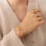 CZ Bracelet Stainless Steel Cuban Chain Thick Plated Twist Party Jewelry