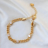 CZ Bracelet Stainless Steel Cuban Chain Thick Plated Twist Party Jewelry