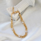 CZ Bracelet Stainless Steel Cuban Chain Thick Plated Twist Party Jewelry