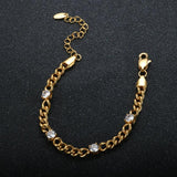 CZ Bracelet Stainless Steel Cuban Chain Thick Plated Twist Party Jewelry