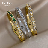 Chic Rhinestone Splice Stainless Steel Bangles Bracelets for Women