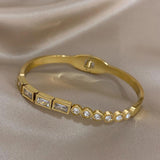 Chic Rhinestone Splice Stainless Steel Bangles Bracelets for Women