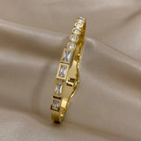 Chic Rhinestone Splice Stainless Steel Bangles Bracelets for Women