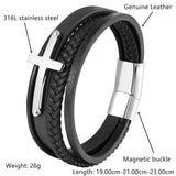 Punk Cowhide Multi-layer Charm Wristband Leather Bracelet Men Jewelry