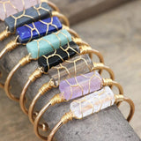 Natural Stone Wire Wrap Cuff Bangles for Women