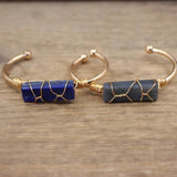 Natural Stone Wire Wrap Cuff Bangles for Women
