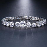 CZ Bridal Wedding Jewelry Silver Round Shape Cubic Zirconia Bracelet