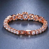CZ Bridal Wedding Jewelry Silver Round Shape Cubic Zirconia Bracelet