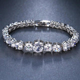 CZ Bridal Wedding Jewelry Silver Round Shape Cubic Zirconia Bracelet