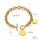 18K Stainless Steel Love You More Heart Charm Bracelet