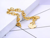 18K Stainless Steel Love You More Heart Charm Bracelet