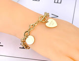 18K Stainless Steel Love You More Heart Charm Bracelet