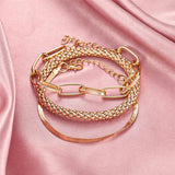 3PCS/Set Thick Chain Link Bracelets For Women Vintage Snake Chain Silver Bangles