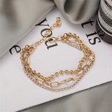 3PCS/Set Thick Chain Link Bracelets For Women Vintage Snake Chain Silver Bangles