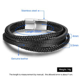Men Stainless Steel Leather Bracelet Magnetic Clasp Male Bangles (BA101881)