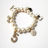 Stretch Pearl Charm Bracelet Love Bracelet Resin Strand Bracelets