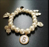 Stretch Pearl Charm Bracelet Love Bracelet Resin Strand Bracelets
