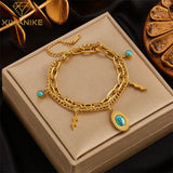 Vintage Style Green Oval Enamel Bracelet for Women