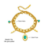 Vintage Style Green Oval Enamel Bracelet for Women