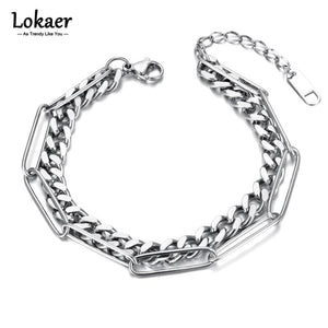 Hiphop/Rock Double Layer Thick Chain Bracelet for Women Men