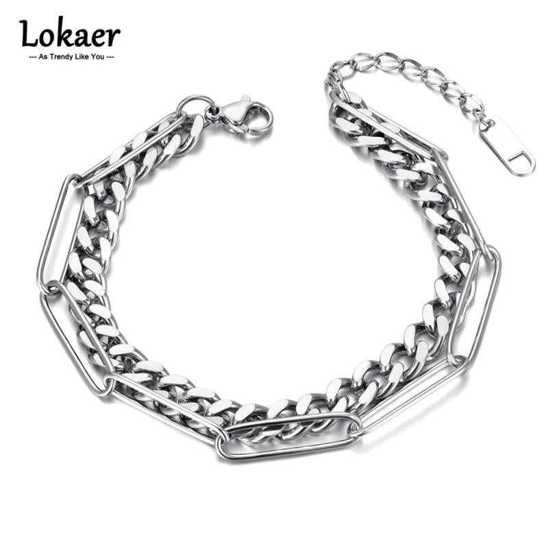 Hiphop/Rock Double Layer Thick Chain Bracelet for Women Men