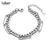 Hiphop/Rock Double Layer Thick Chain Bracelet for Women Men