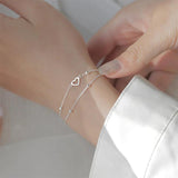 Silver Heart Charm Bracelet for Women Girls Wedding Party Band