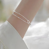 Silver Heart Charm Bracelet for Women Girls Wedding Party Band