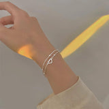 Silver Heart Charm Bracelet for Women Girls Wedding Party Band