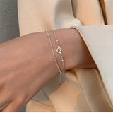 Silver Heart Charm Bracelet for Women Girls Wedding Party Band
