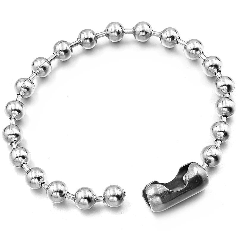 Silver Stainless Steel Link Beads Bracelet for Women