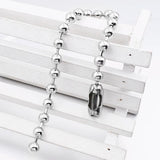 Silver Stainless Steel Link Beads Bracelet for Women