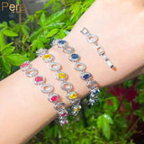 Yellow Red CZ Crystal Oval Shape Bangle Bracelet for Ladies