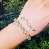 Yellow Red CZ Crystal Oval Shape Bangle Bracelet for Ladies
