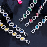 Yellow Red CZ Crystal Oval Shape Bangle Bracelet for Ladies